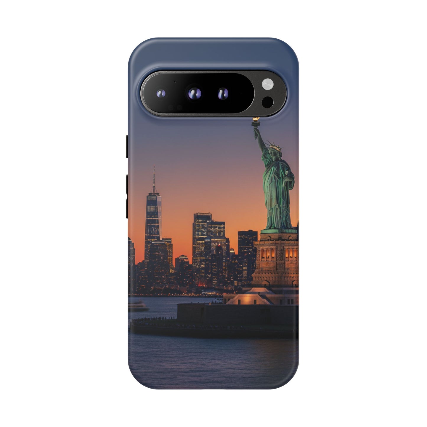 Statue of Liberty Sunset Phone Case – New York City Skyline Travel Aesthetic Tough Case
