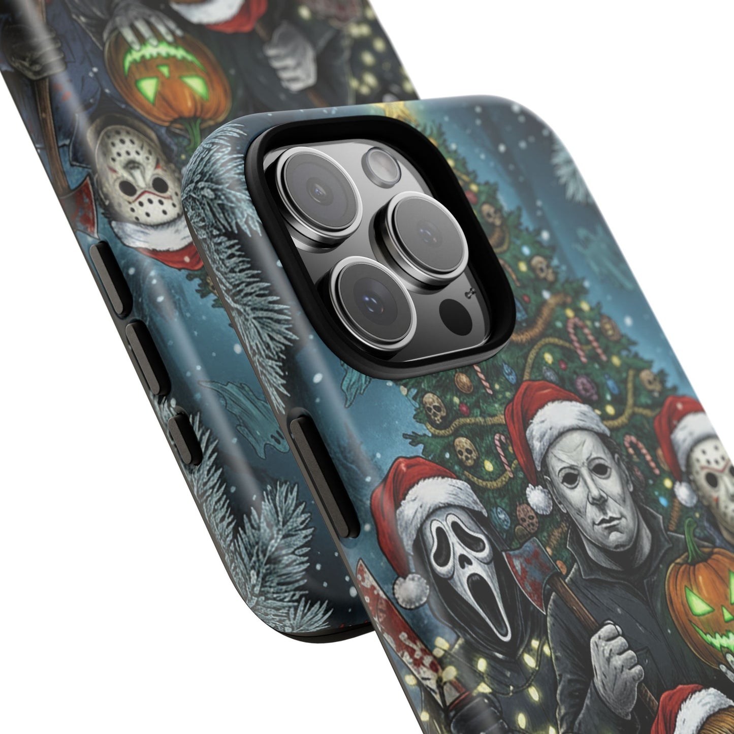 Christmas Horror Phone Case – Festive Slasher Collage Tough Case (iPhone, Samsung, Pixel)