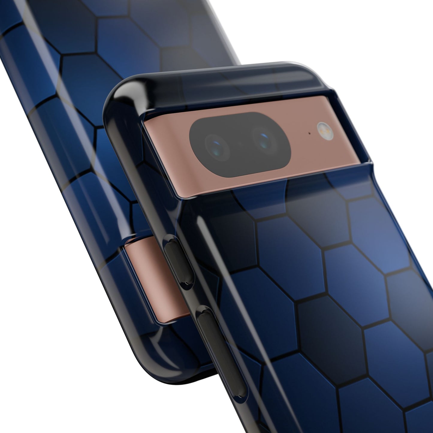 Blue Hexagon Gradient Phone Case | Honeycomb Geometric Tech Aesthetic | Minimalist Tough Case for iPhone & Samsung