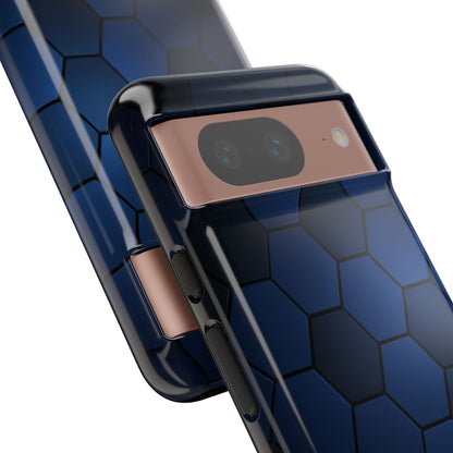 Blue Hexagon Gradient Phone Case | Honeycomb Geometric Tech Aesthetic | Minimalist Tough Case for iPhone & Samsung