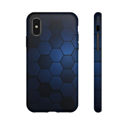 Blue Hexagon Gradient Phone Case | Modern Honeycomb Tough Protective Case