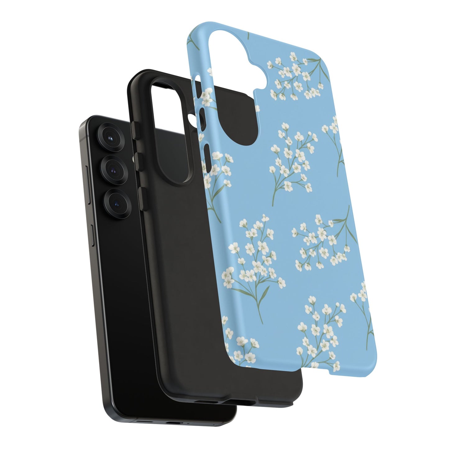 Baby’s Breath Floral Phone Case – Blue Minimal Flower Aesthetic Tough Case
