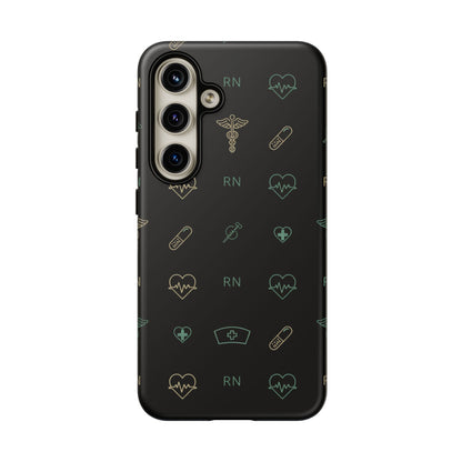 RN Nurse Phone Case – Minimal Medical Icon Pattern Healthcare Worker Tough Case
