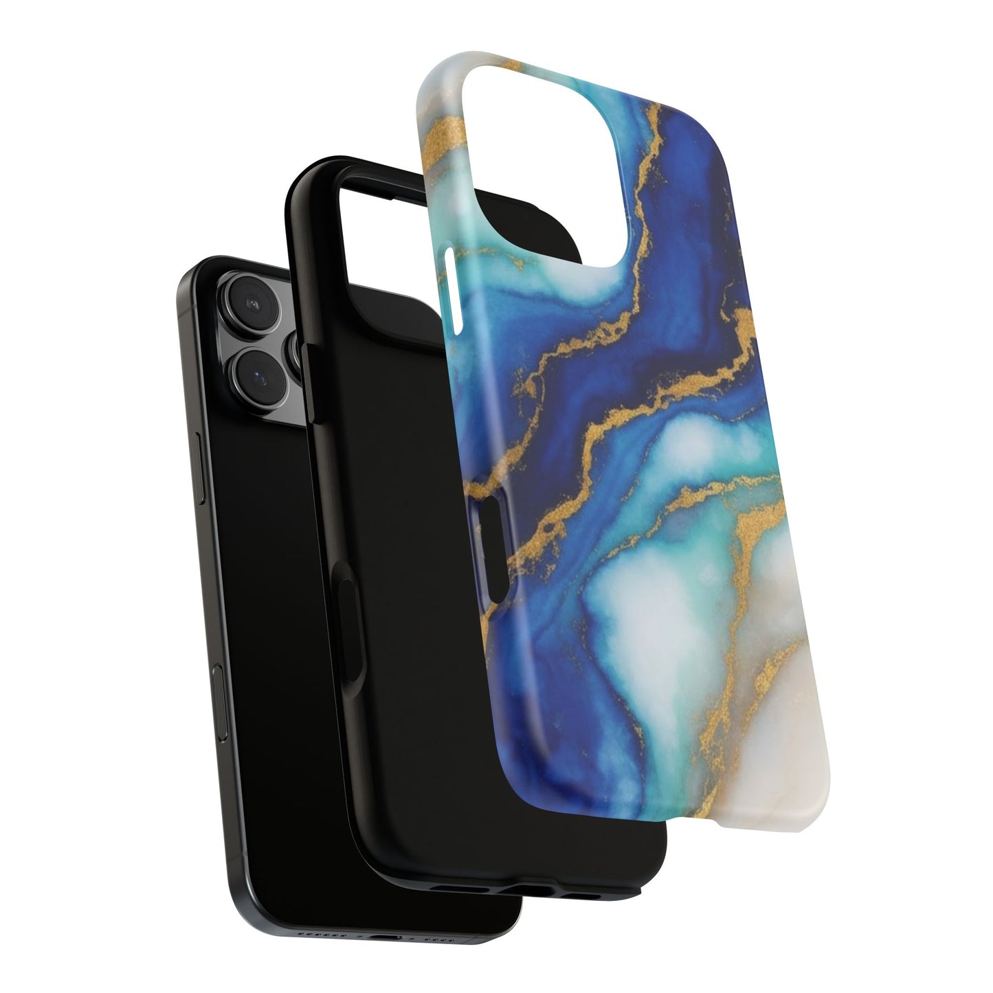Blue & Gold Marble Phone Case – Luxury Resin Art Tough Case (iPhone, Samsung, Pixel)
