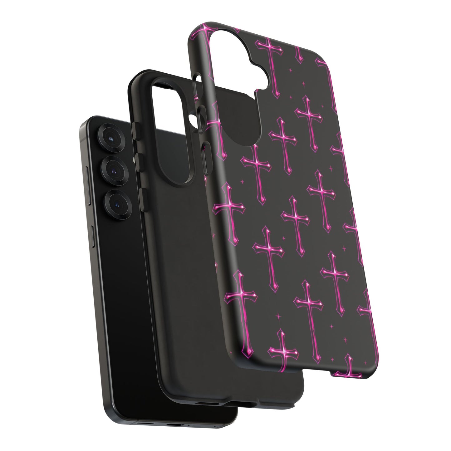 Neon Pink Cross Pattern Phone Case | Tough Protective Case for Iphone, Samsung Galaxy and Pixel