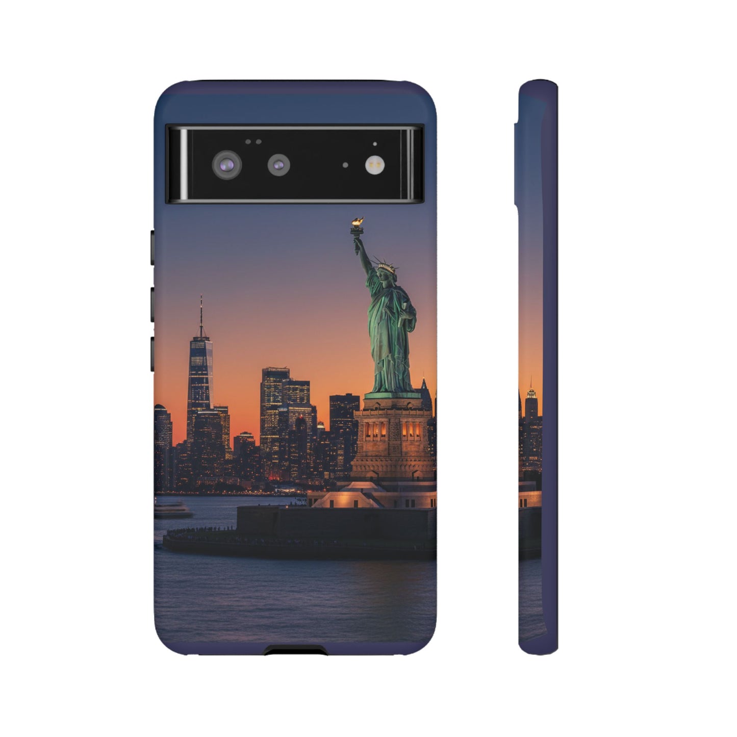 Statue of Liberty Sunset Phone Case – New York City Skyline Travel Aesthetic Tough Case