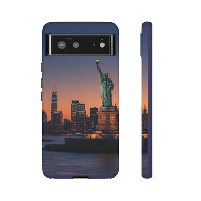 Statue of Liberty Sunset Phone Case – New York City Skyline Travel Aesthetic Tough Case