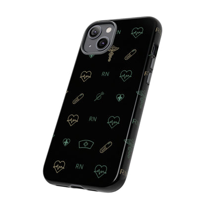 RN Nurse Phone Case – Minimal Medical Icon Pattern Healthcare Worker Tough Case