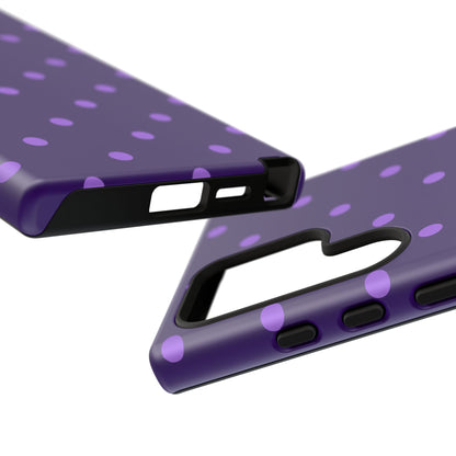 Purple Polka Dot Tough Phone Case – Cute Stylish Durable Protective Cover for Iphone, Samsung Galaxy and Pixel