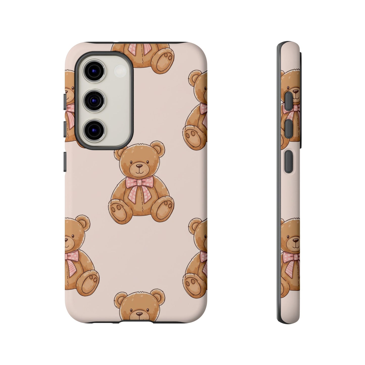 Teddy Bear Phone Case | Cute Coquette Aesthetic Pink Bear Pattern Case | Kawaii Soft Girl iPhone & Samsung Tough Protective Case