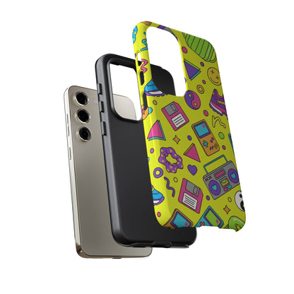 90s Retro Neon Phone Case – Y2K Nostalgia Colorful Icons Tough Protective Case