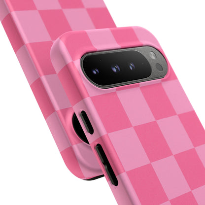 Pink Checkerboard Phone Case | Cute Aesthetic Checkered iPhone & Samsung Tough Case