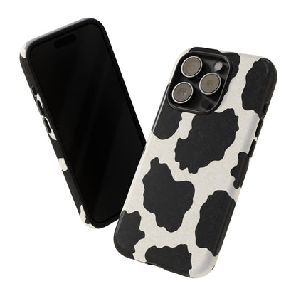 Black & White Cow Print Phone Case | Western Aesthetic iPhone & Samsung Tough Case