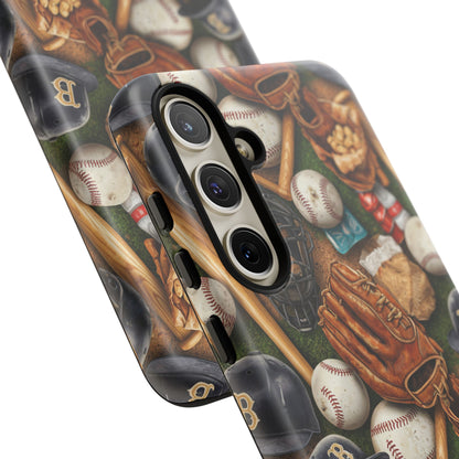 Baseball Gear Collage Phone Case – Vintage Baseball Equipment Sports Tough Case