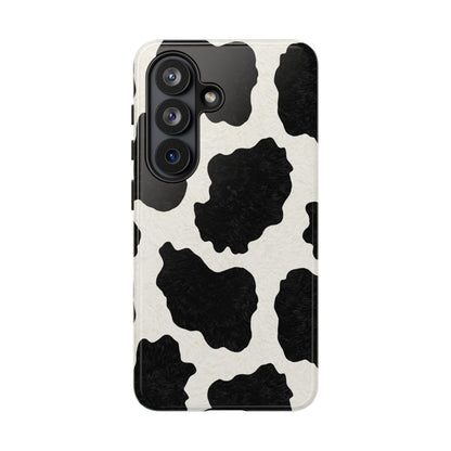 Black & White Cow Print Phone Case | Western Aesthetic iPhone & Samsung Tough Case