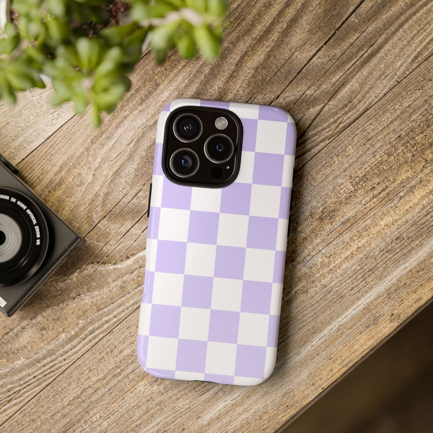 Lavender Checkerboard Phone Case | Pastel Aesthetic Tough Case