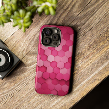 Hot Pink Hexagon Phone Case | Honeycomb Geometric Aesthetic | Cute Pink iPhone & Samsung Tough Protective Case