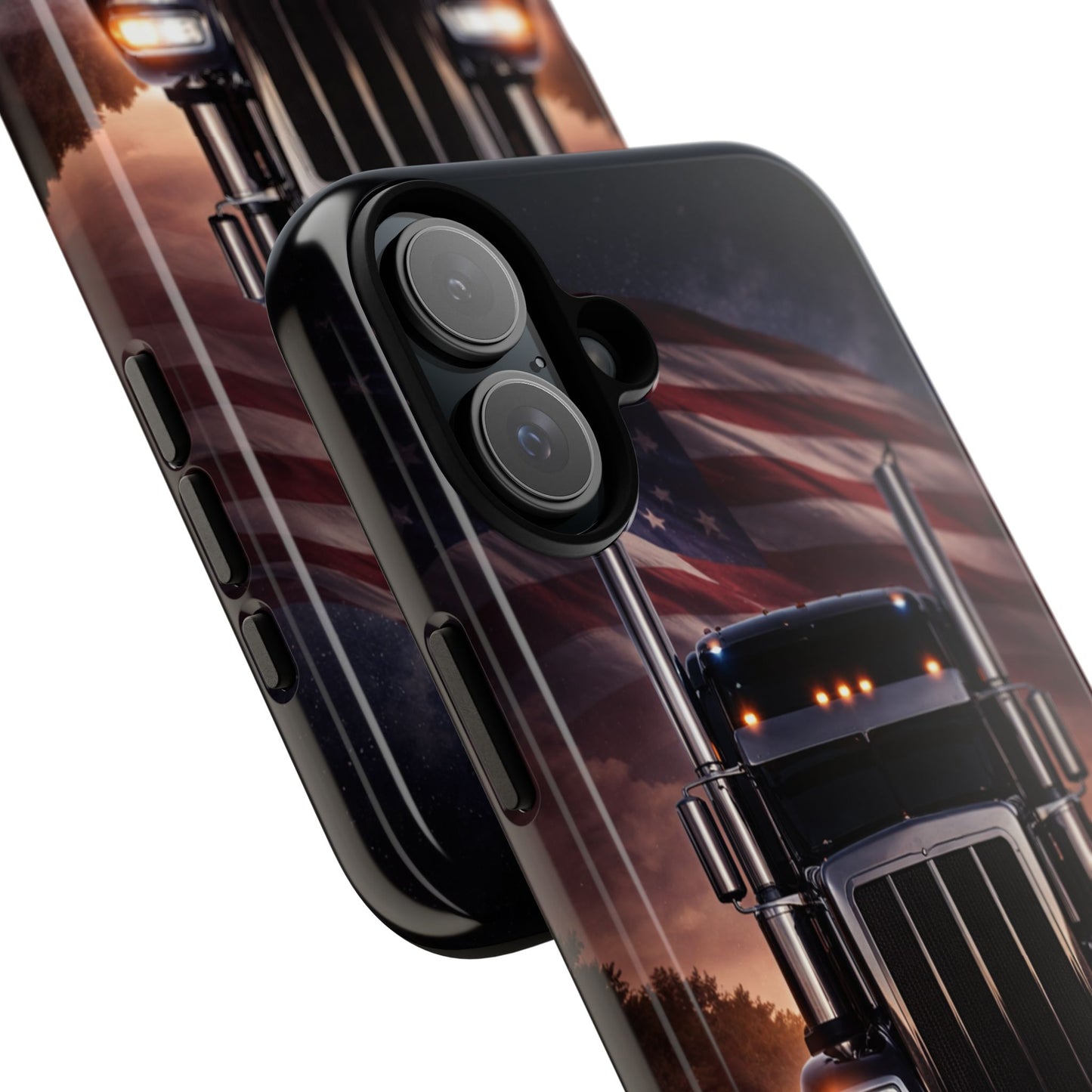 Semi Truck Phone Case American Flag Big Rig Trucker Gift iPhone Samsung
