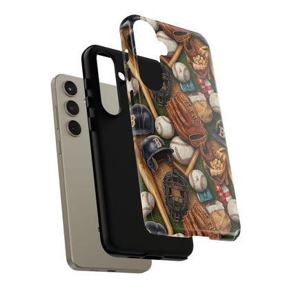 Baseball Gear Collage Phone Case – Vintage Baseball Equipment Sports Tough Case