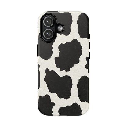 Black & White Cow Print Phone Case | Western Aesthetic iPhone & Samsung Tough Case