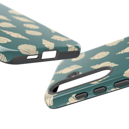 Seashell Pattern Phone Case | Teal Coastal Shells Tough Case for Iphone, Samsung Galaxy and Pixel