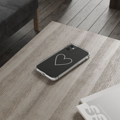 Minimal Hand-Drawn Heart Clear Phone Case | Aesthetic Clear Protective Case