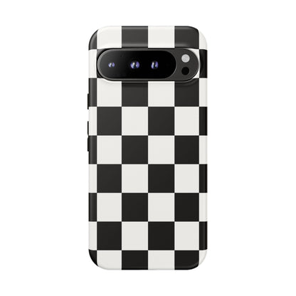 Black & White Checkerboard Phone Case – Classic Aesthetic Tough Protective Case for Iphone, Samsung Galaxy and Pixel
