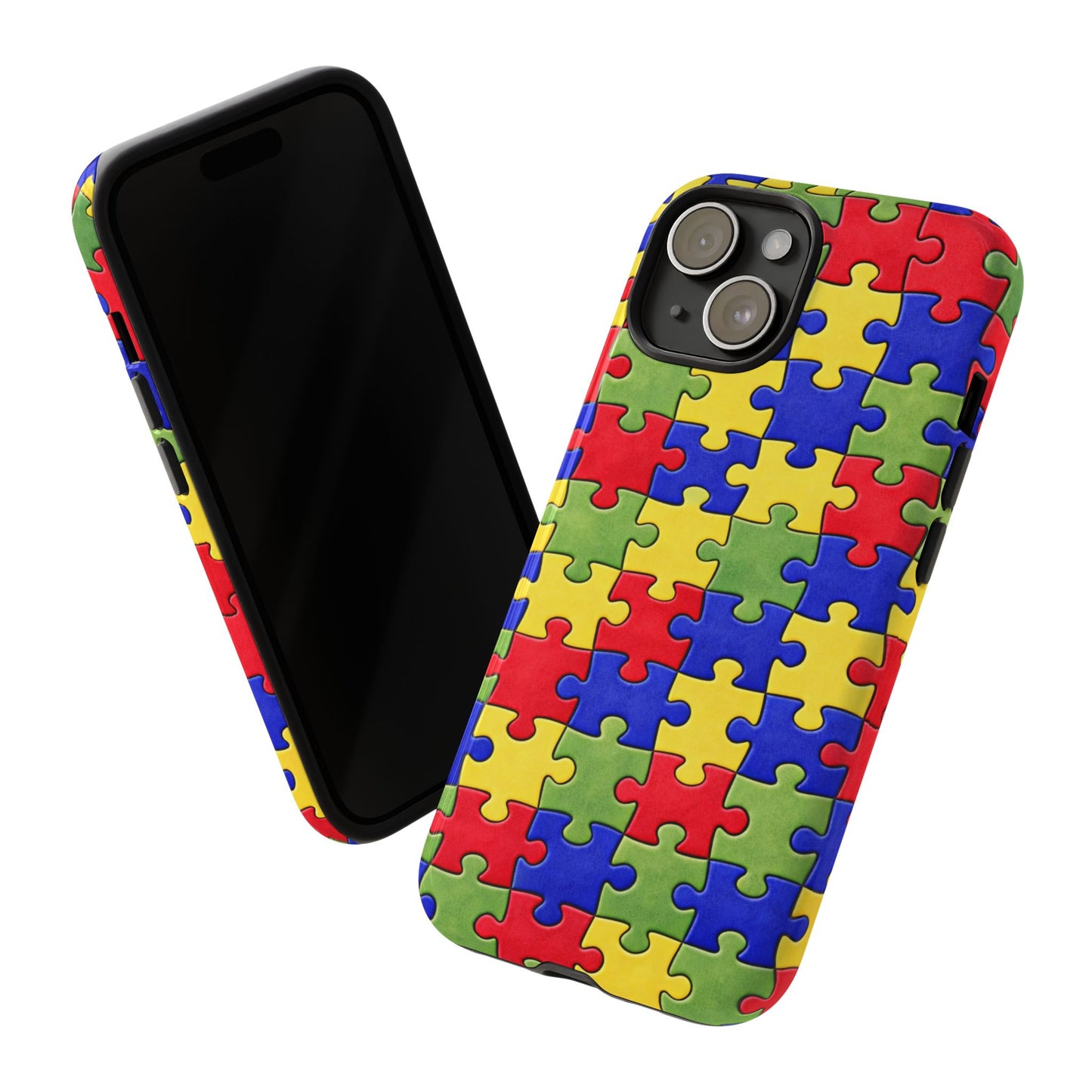 Colorful Puzzle Phone Case, Autism Awareness Jigsaw Design, Tough Protective Case, iPhone & Samsung Case, Vibrant Puzzle Pattern