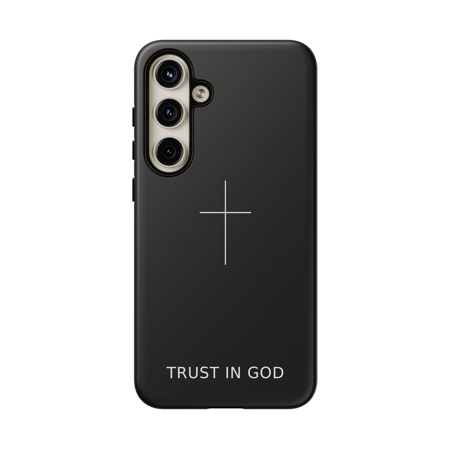Trust in God Phone Case Minimal Cross Christian Black Tough Cover