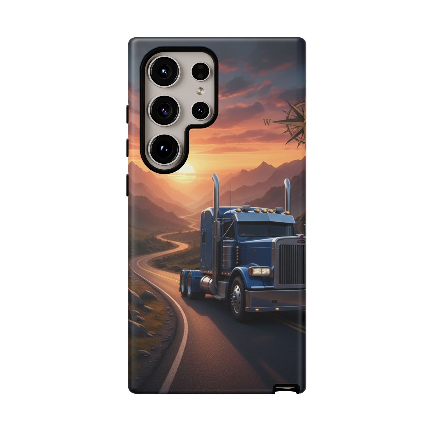 Semi Truck Sunset Phone Case | Trucker Gift | Diesel Truck Highway Road iPhone & Samsung Tough Protective Case
