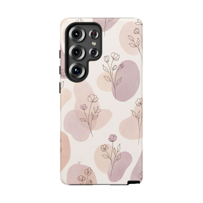 Blush Floral Phone Case Neutral Botanical Watercolor Tough Cover