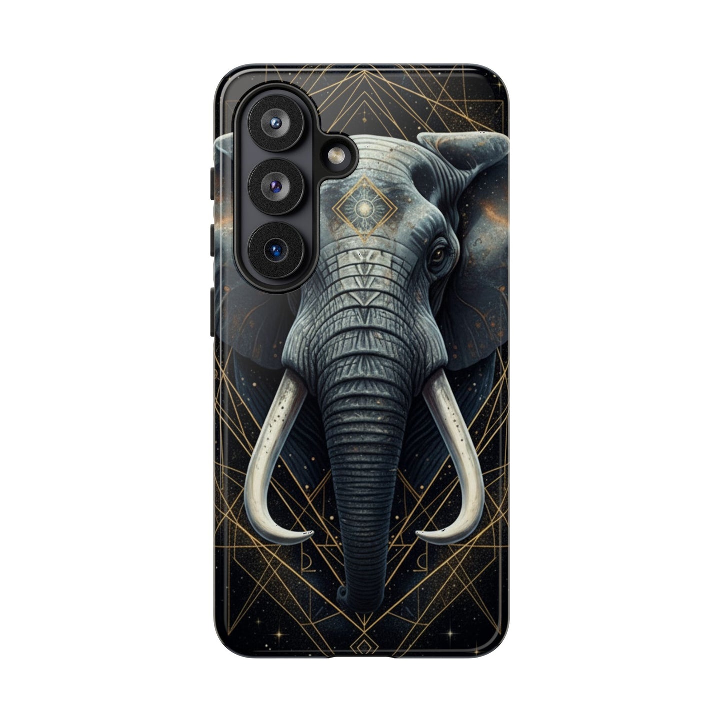 Elephant Mandala Phone Case – Black and Gold Spiritual Elephant Tough Protective Case