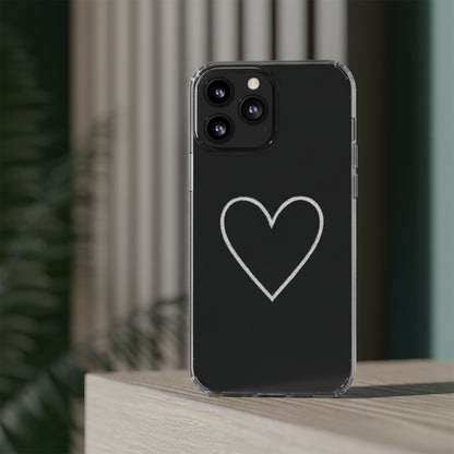 Minimal Hand-Drawn Heart Clear Phone Case | Aesthetic Clear Protective Case