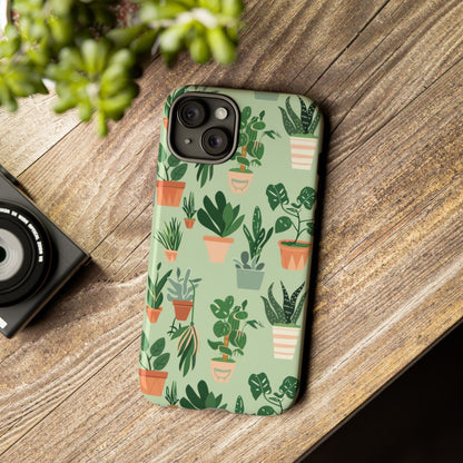 Plant Lover Phone Case | Cute Potted Plants Pattern | Botanical Aesthetic Tough Case