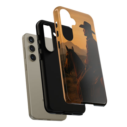 Western Cowboy Sunset Phone Case | Horse Rider Desert Aesthetic Tough Protective Case