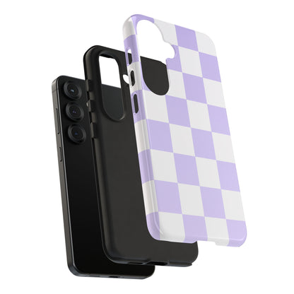 Lavender Checkerboard Phone Case | Pastel Aesthetic Checkered iPhone & Samsung Tough Case