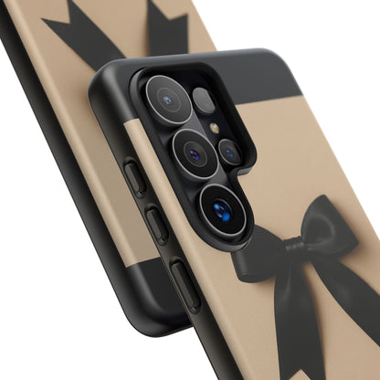 Black Bow Phone Case | Coquette Aesthetic Ribbon Design | Chic Neutral iPhone & Samsung Tough Protective Case