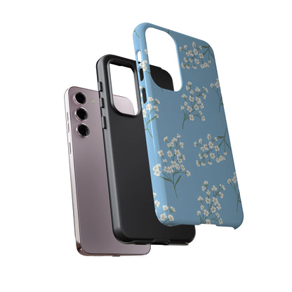 Baby’s Breath Floral Phone Case – Blue Minimal Flower Aesthetic Tough Case