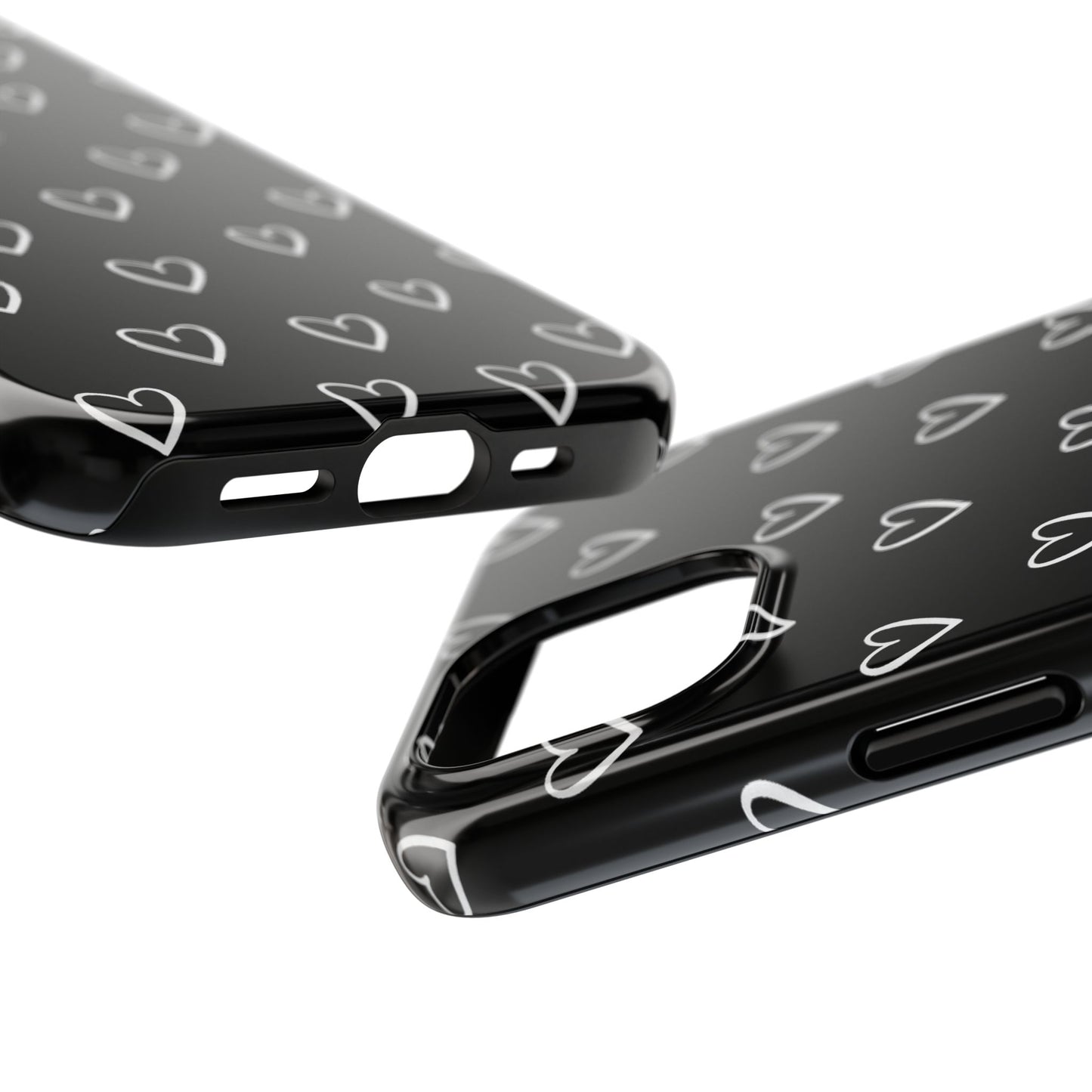 Doodle Heart Phone Case – Minimal Black & White Heart Pattern | Tough Protective Case
