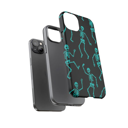 Dancing Teal Skeletons Phone Case | Tough Protective Case for Iphone, Samsung Galaxy and Pixel