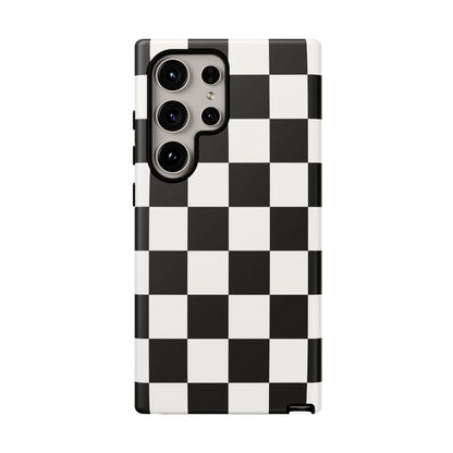 Black & White Checkerboard Phone Case – Classic Aesthetic Tough Protective Case