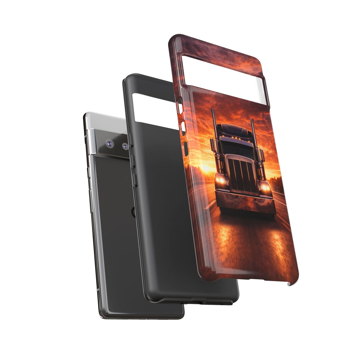Big Rig Truck Phone Case Sunset Highway Semi Truck iPhone Samsung Cover