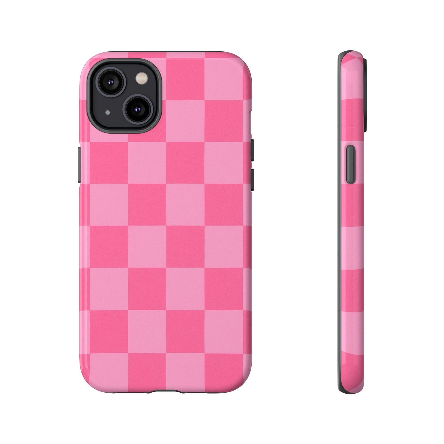 Pink Checkerboard Phone Case – Cute Aesthetic Tough Case for iPhone & Samsung