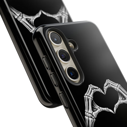 Skeleton Hands Heart Phone Case | Gothic Black Protective Cover