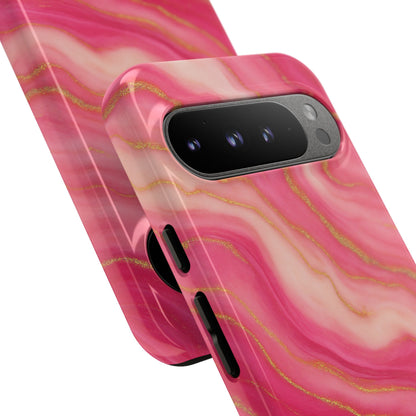 Pink Marble Phone Case | Rose Gold Swirl Aesthetic Tough Protective Case