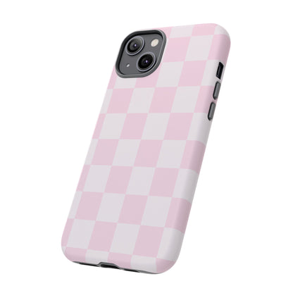 Pink Checkerboard Phone Case | Aesthetic Tough Protective Case