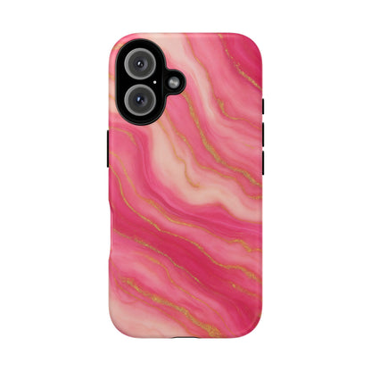 Pink Marble Phone Case | Rose Gold Swirl Aesthetic Tough Protective Case