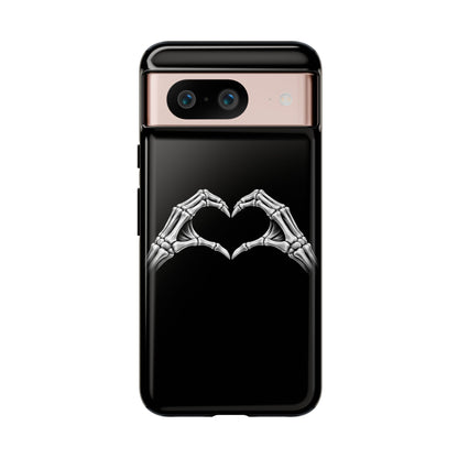 Skeleton Hands Heart Phone Case | Gothic Black Protective Cover