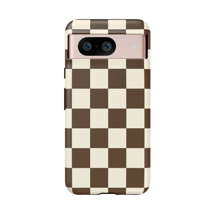 Mocha Checkerboard Phone Case | Neutral Aesthetic Tough Case