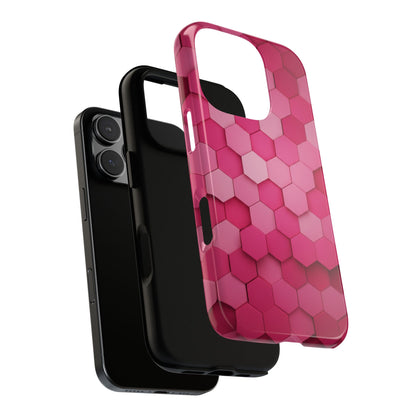 Hot Pink Hexagon Phone Case | Honeycomb Geometric Aesthetic | Cute Pink iPhone & Samsung Tough Protective Case